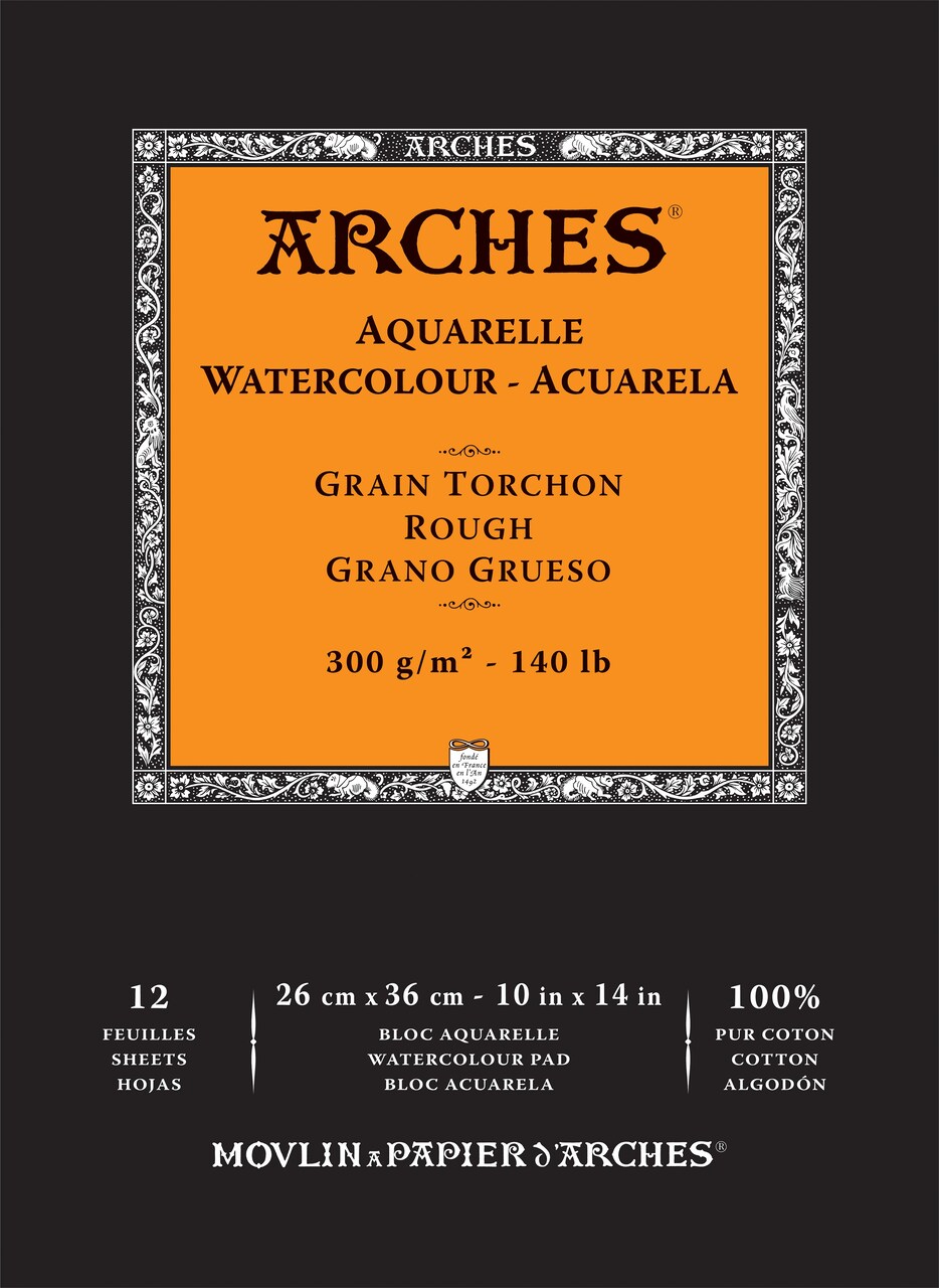 Arches Aquarelle Rough Watercolor Pad 10"X14"- 140lb, 12 Sheets